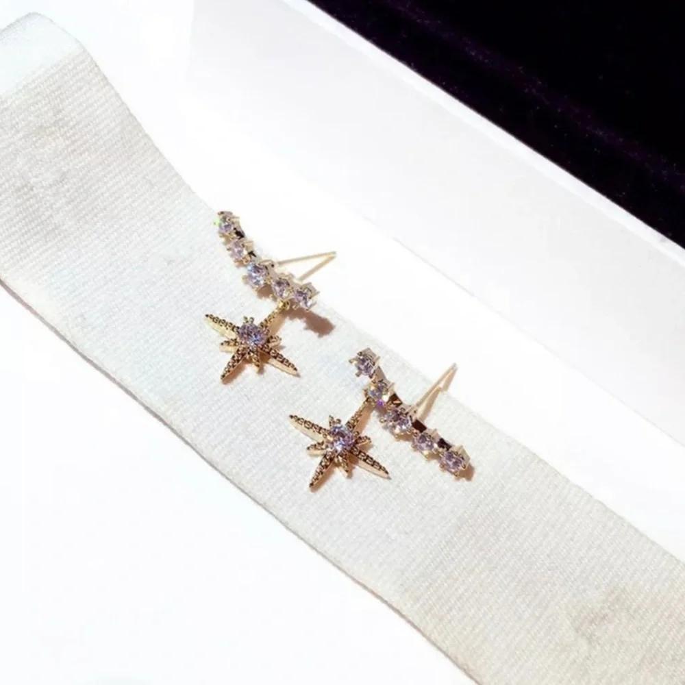 New Star of Bethlehem Sterling Silver & 10k Gold Stud Ear Crawler Earrings